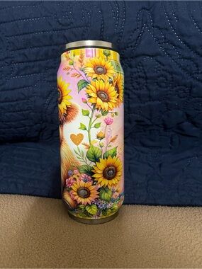 Floral Highland Cow Water Bottle